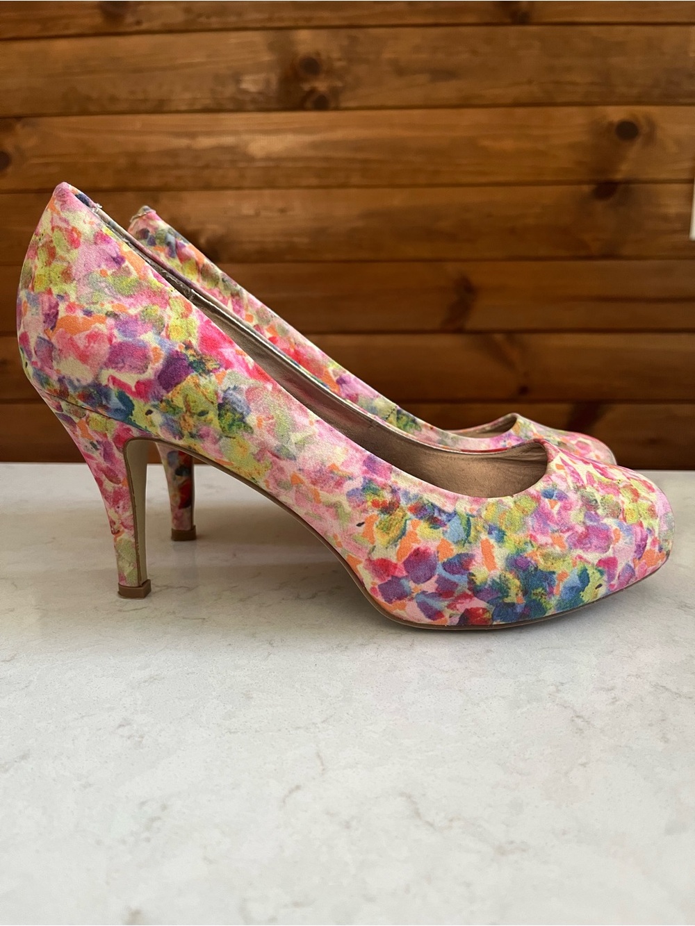 RARE Madden Girl Floral watercolor Getta high heel Size 10